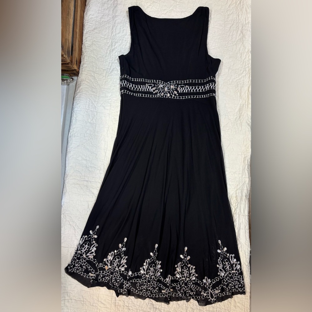 Elegant Black Embellished Dress beaded Cocktail dress size 12